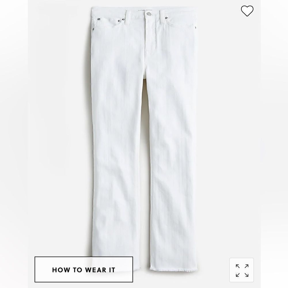 J. Crew 10" demi-boot crop jean in white wash